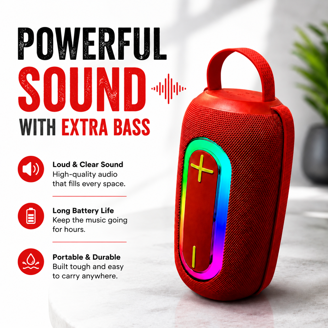 RGB Big Bluetooth Speaker with Powerful Sound And Heavy Bass