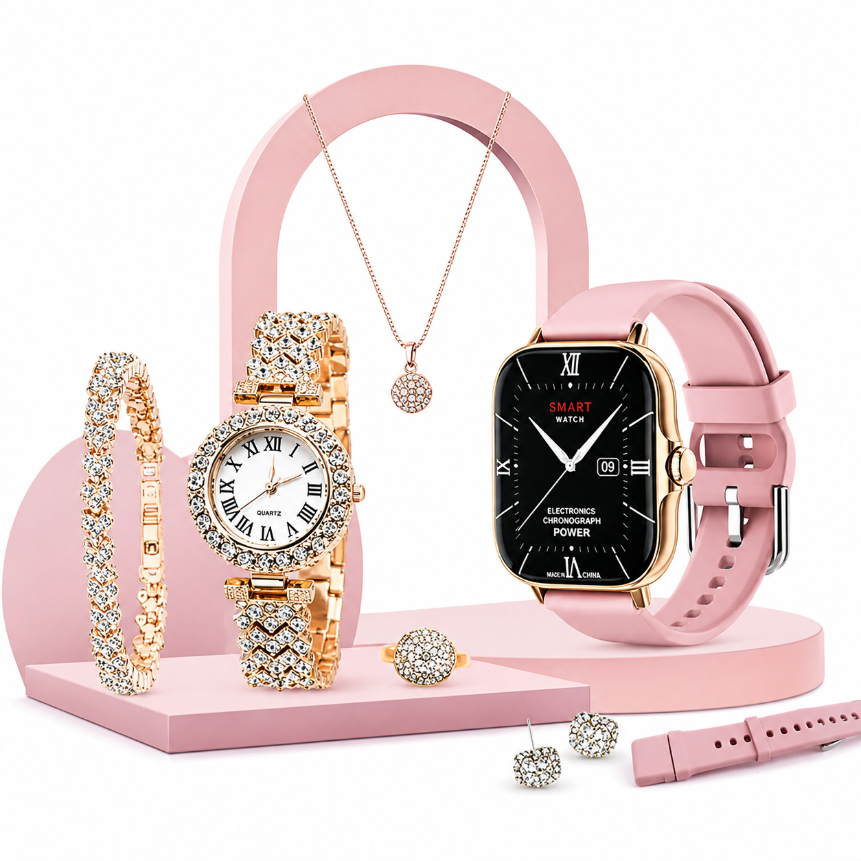 Ladies Smartwatch A58 Plus – Combo 8 in 1 Set