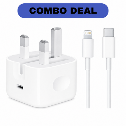 Apple 3 Pin Power Adapter (20W) With Type-C To Lightening Cable