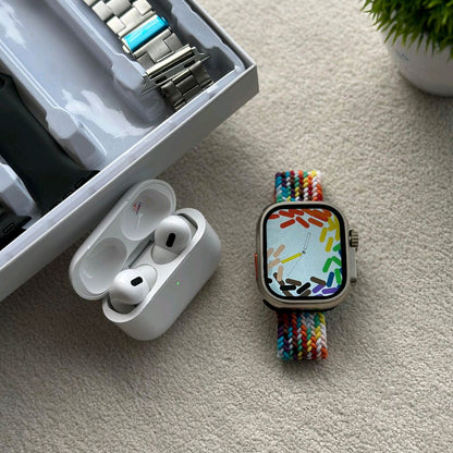 I20 Ultra Smart Watch With Airpods Pro And 7 Straps